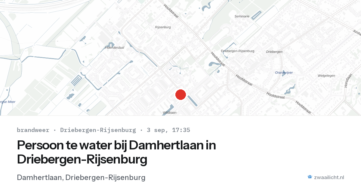 Persoon te water bij Damhertlaan in Driebergen-Rijsenburg — 3 sep 2026
