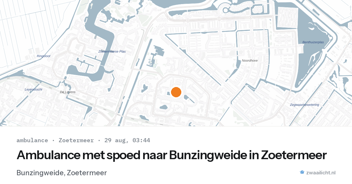 Ambulance met spoed naar Bunzingweide in Zoetermeer — 29 aug 2026