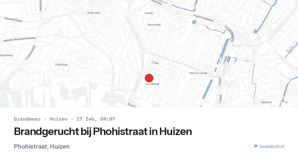 Brandgerucht bij Phohistraat in Huizen — 17 feb 2026