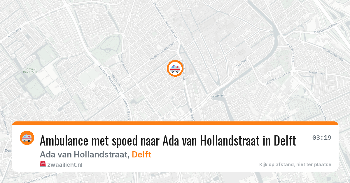 Ambulance met spoed naar Ada van Hollandstraat in Delft — 14 aug 2026