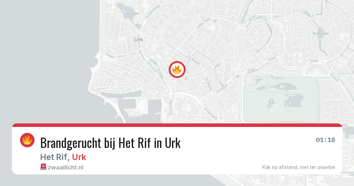 Brandgerucht bij Het Rif in Urk — 16 jun 2026
