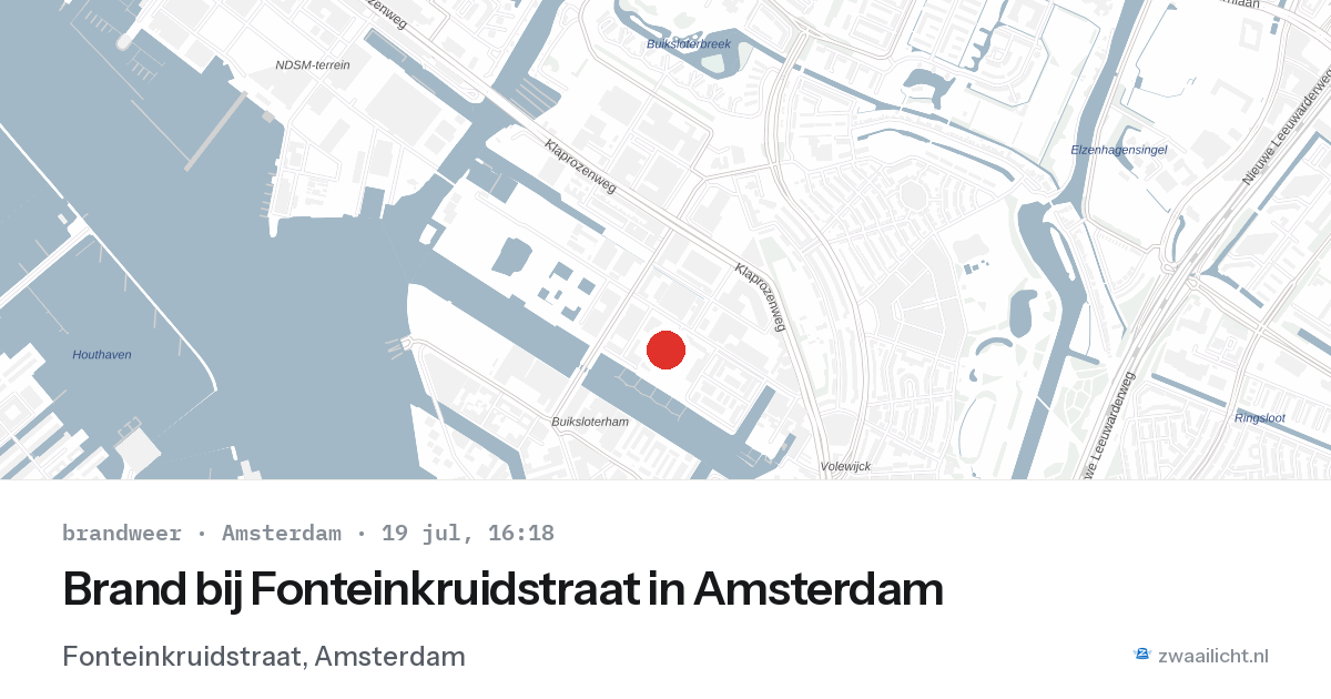 Brand bij Fonteinkruidstraat in Amsterdam — 19 jul 2026