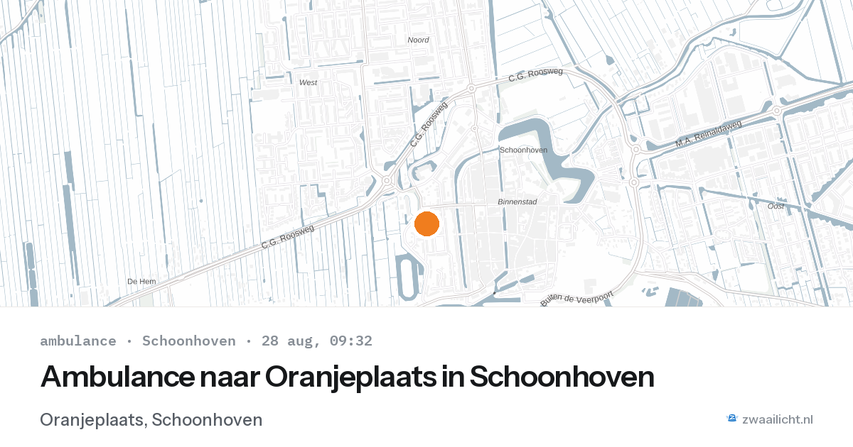 Ambulance naar Oranjeplaats in Schoonhoven — 28 aug 2026