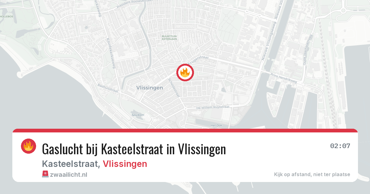 Gaslucht bij Kasteelstraat in Vlissingen — 14 aug 2026
