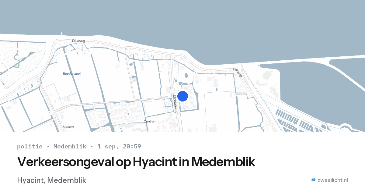 Verkeersongeval op Hyacint in Medemblik — 1 sep 2026