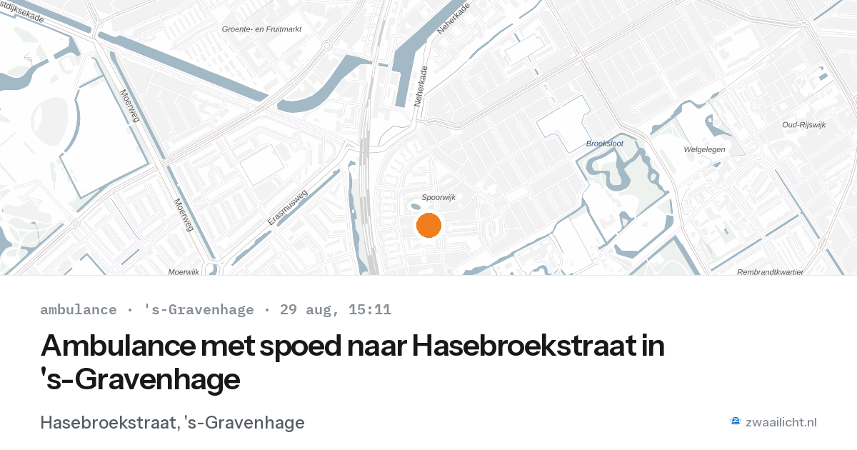 Ambulance met spoed naar Hasebroekstraat in 's-Gravenhage — 29 aug 2026