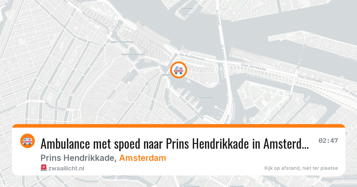 Ambulance met spoed naar Prins Hendrikkade in Amsterdam — 14 aug 2026