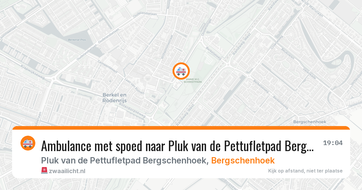 Ambulance met spoed naar Pluk van de Pettufletpad Bergschenhoek in Bergschenhoek — 7 jul 2026
