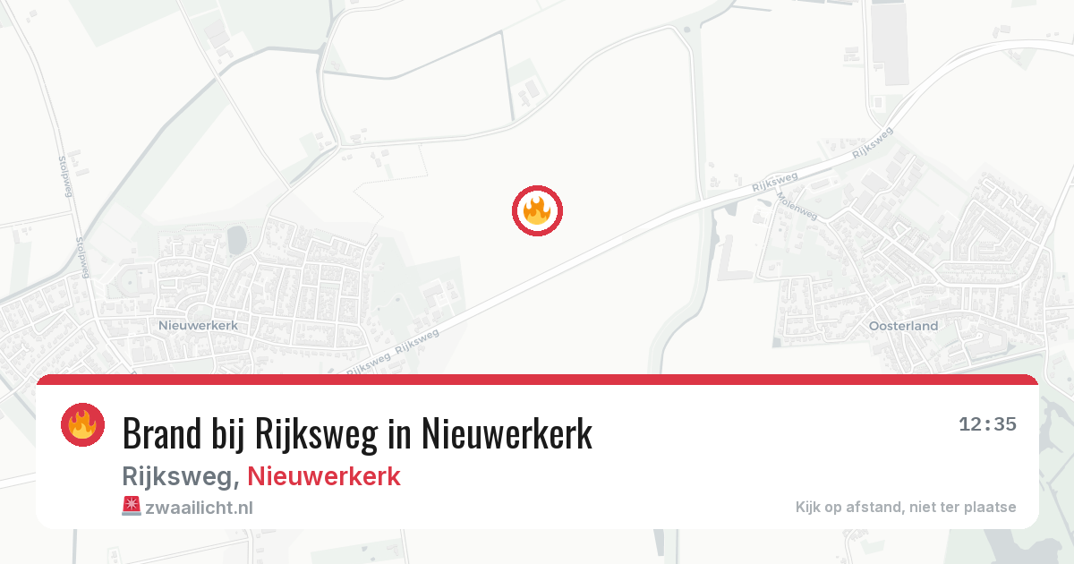 Brand bij Rijksweg in Nieuwerkerk — 10 apr 2026