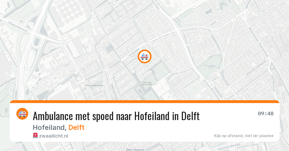 Ambulance met spoed naar Hofeiland in Delft — 6 mei 2026