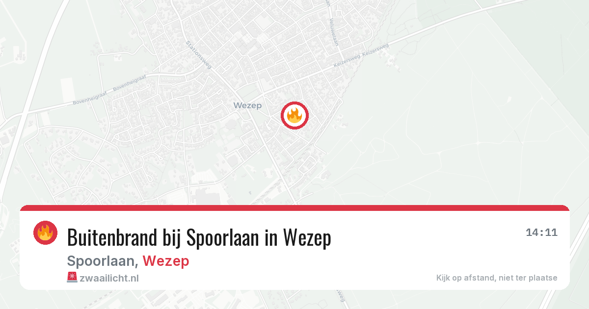 Buitenbrand bij Spoorlaan in Wezep — 9 aug 2026