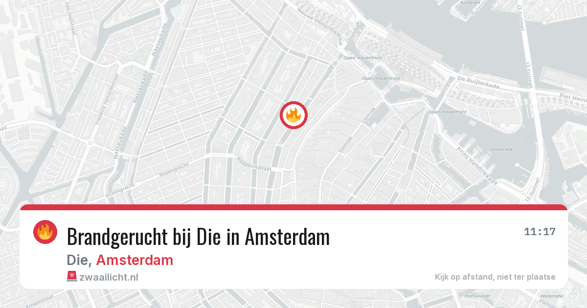 Brandgerucht bij Die in Amsterdam — 27 jun 2026