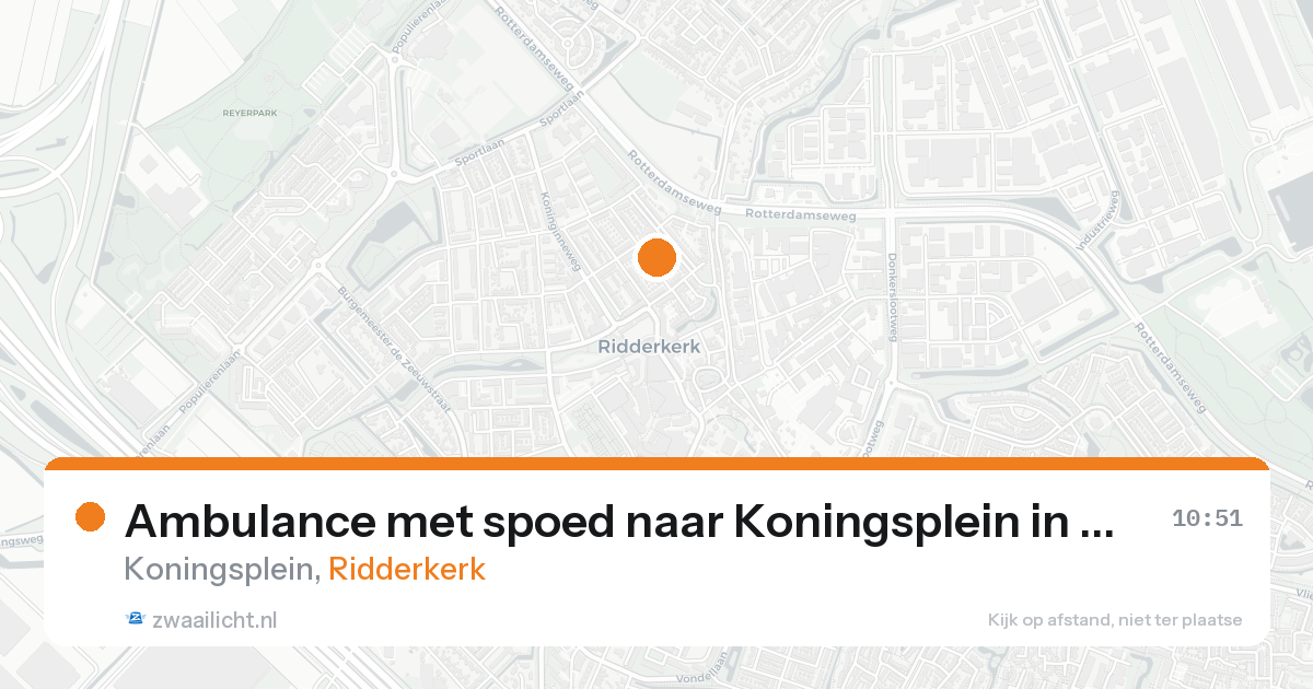 Ambulance met spoed naar Koningsplein in Ridderkerk — 24 aug 2026