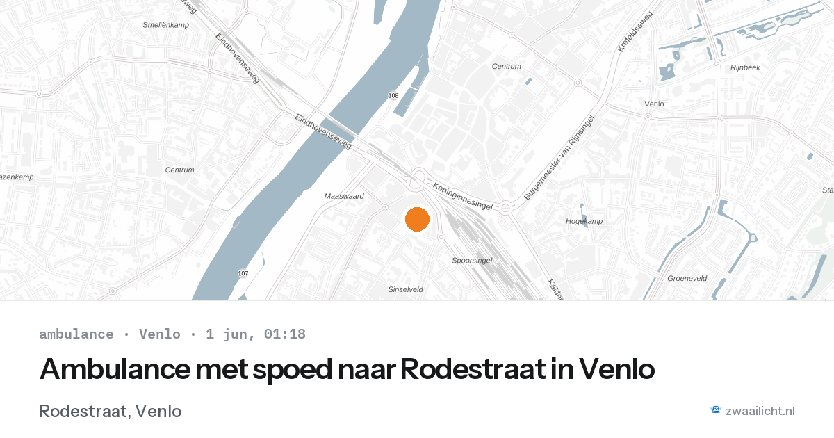 Ambulance met spoed naar Rodestraat in Venlo — 31 mei 2026