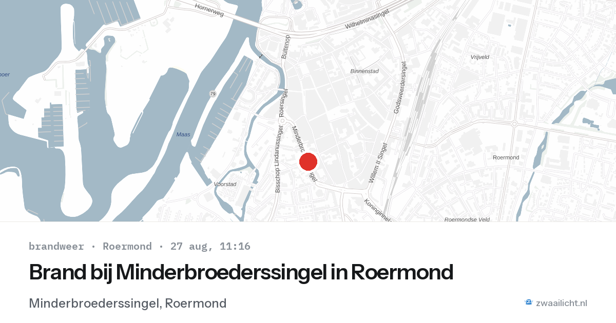 Brand bij Minderbroederssingel in Roermond — 27 aug 2026