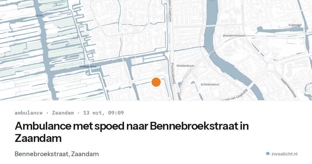 Ambulance met spoed naar Bennebroekstraat in Zaandam — 13 mrt 2026