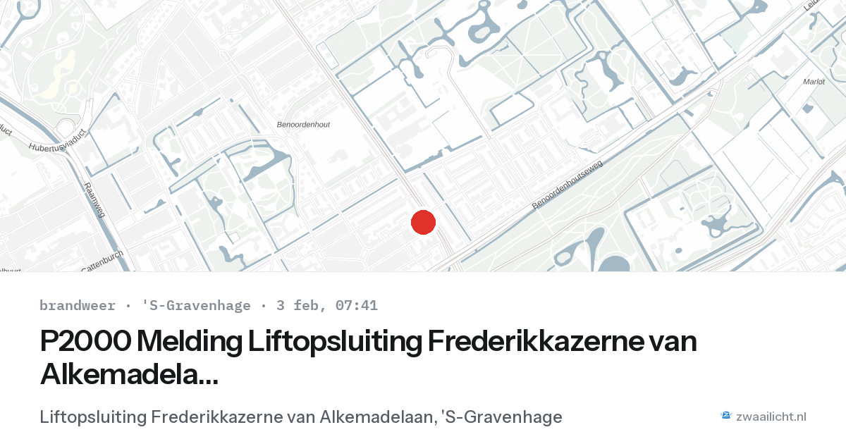 P2000 Melding Liftopsluiting Frederikkazerne van Alkemadelaan, 'S-Gravenhage — 3 feb 2026