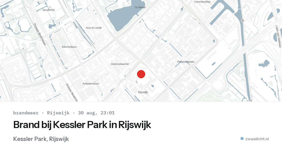 Brand bij Kessler Park in Rijswijk — 30 aug 2026