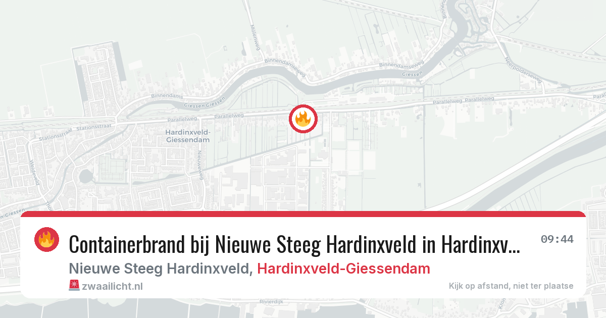 Containerbrand bij Nieuwe Steeg Hardinxveld in Hardinxveld-Giessendam — 2 aug 2026