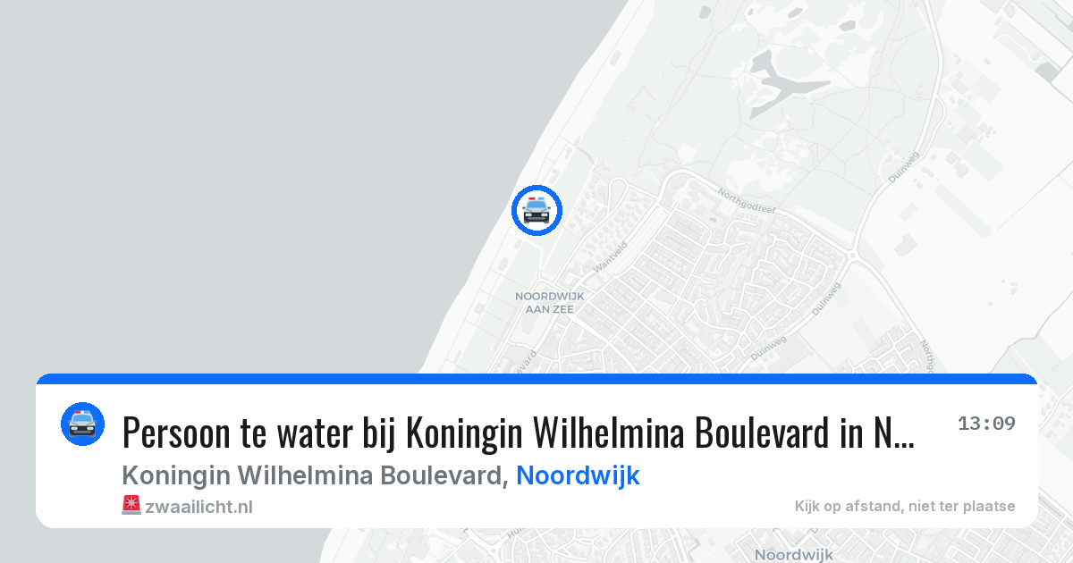 Persoon te water bij Koningin Wilhelmina Boulevard in Noordwijk — 14 jul 2026