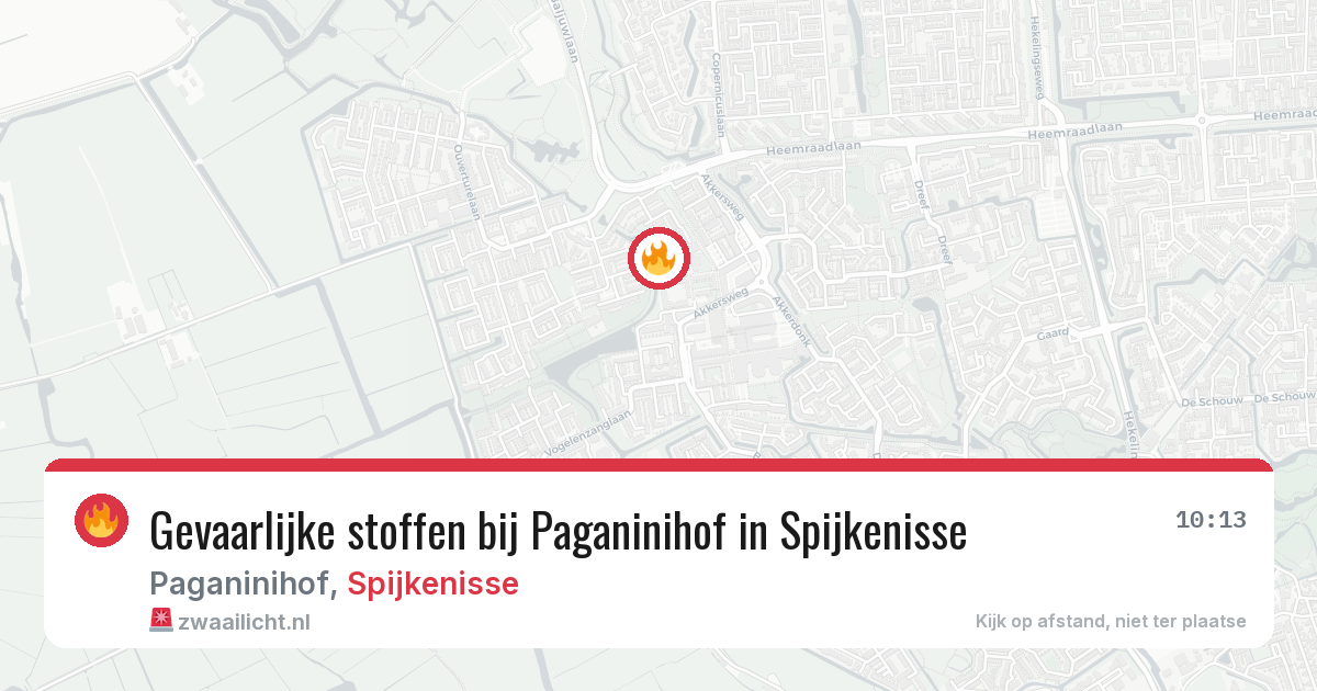 Gevaarlijke stoffen bij Paganinihof in Spijkenisse — 10 aug 2026