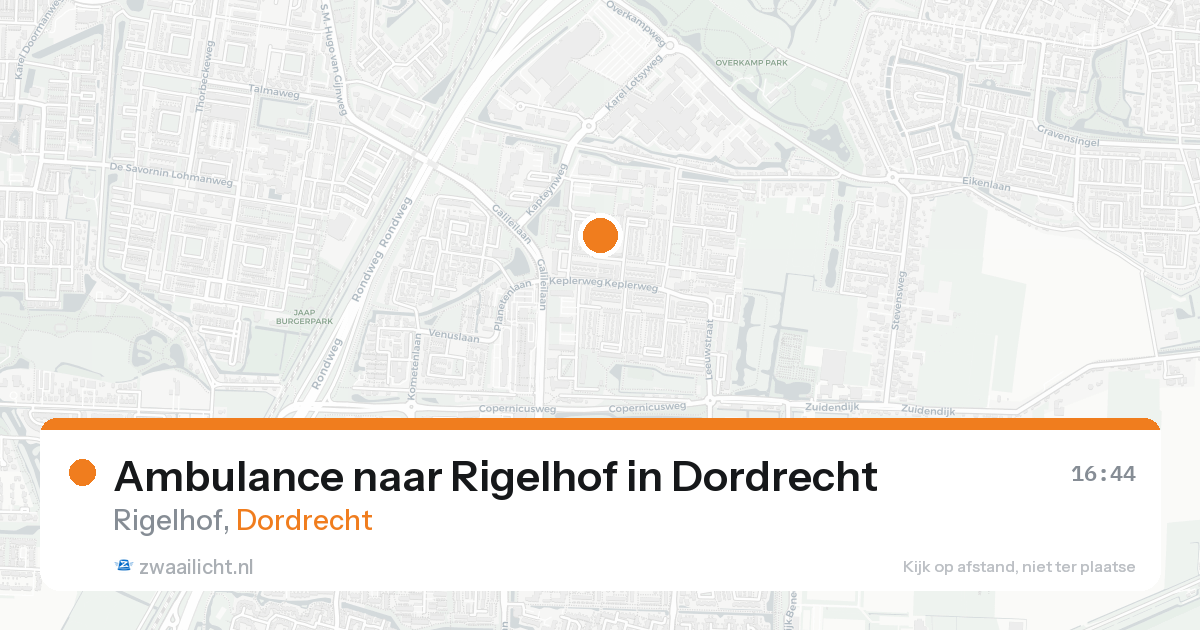 Ambulance naar Rigelhof in Dordrecht — 17 aug 2026