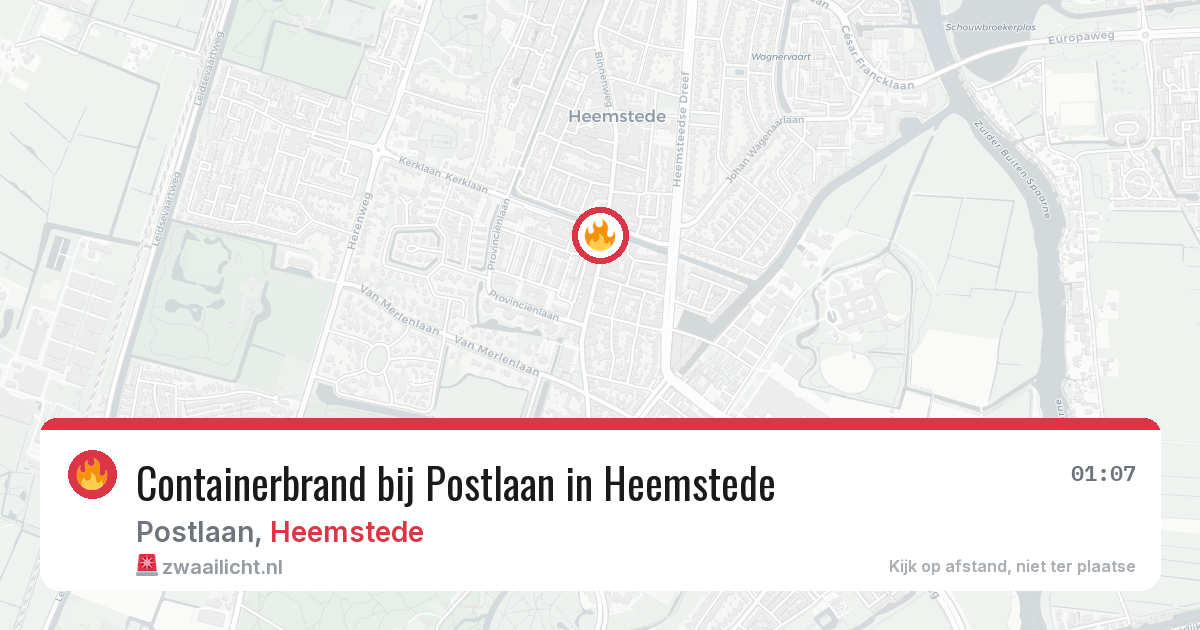 Containerbrand bij Postlaan in Heemstede — 20 mei 2026