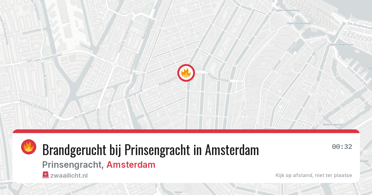 Brandgerucht bij Prinsengracht in Amsterdam — 8 aug 2026