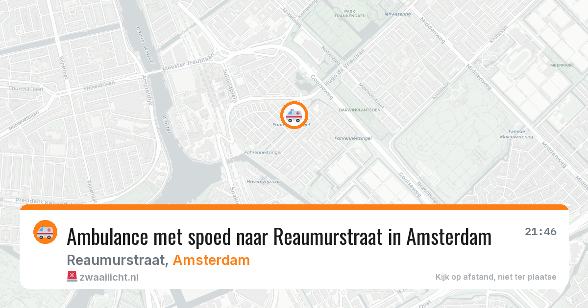 Ambulance met spoed naar Reaumurstraat in Amsterdam — 6 aug 2026