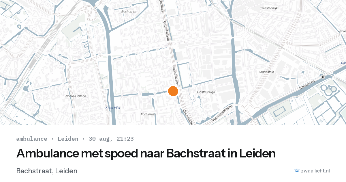Ambulance met spoed naar Bachstraat in Leiden — 30 aug 2026