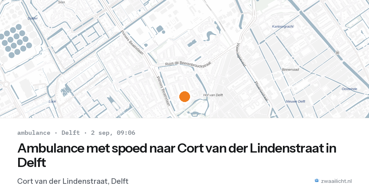 Ambulance met spoed naar Cort van der Lindenstraat in Delft — 2 sep 2026