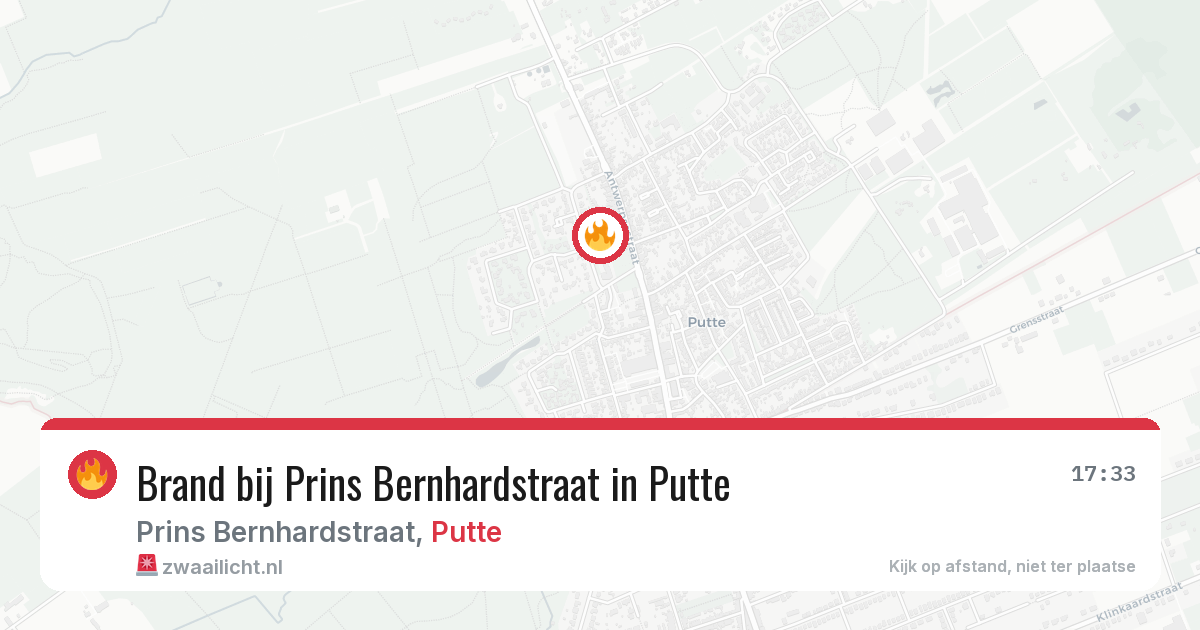 Brand bij Prins Bernhardstraat in Putte — 1 jun 2026