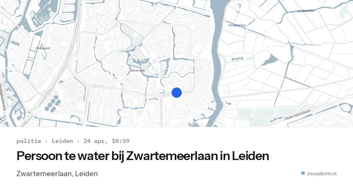 Persoon te water bij Zwartemeerlaan in Leiden — 24 apr 2026