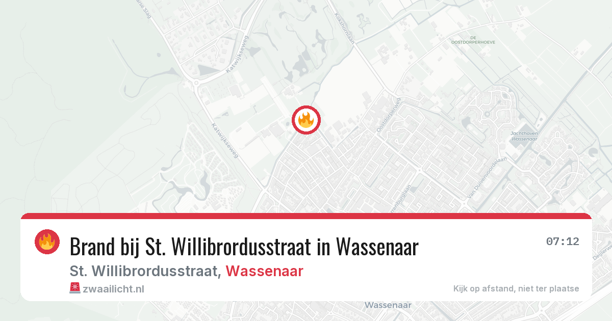 Brand bij St. Willibrordusstraat in Wassenaar — 18 jul 2026
