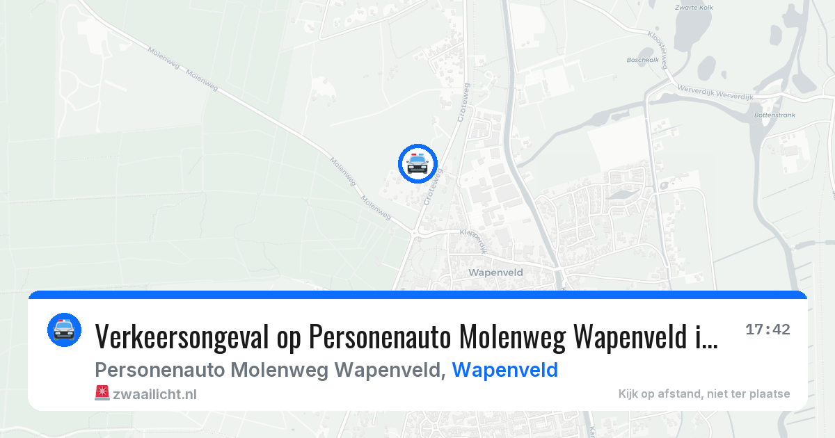 Verkeersongeval op Personenauto Molenweg Wapenveld in Wapenveld — 2 jul 2026