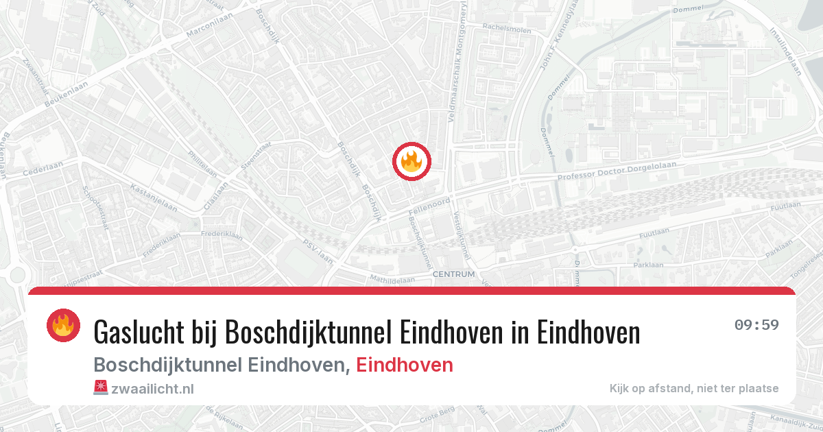 Gaslucht bij Boschdijktunnel Eindhoven in Eindhoven — 6 mei 2026