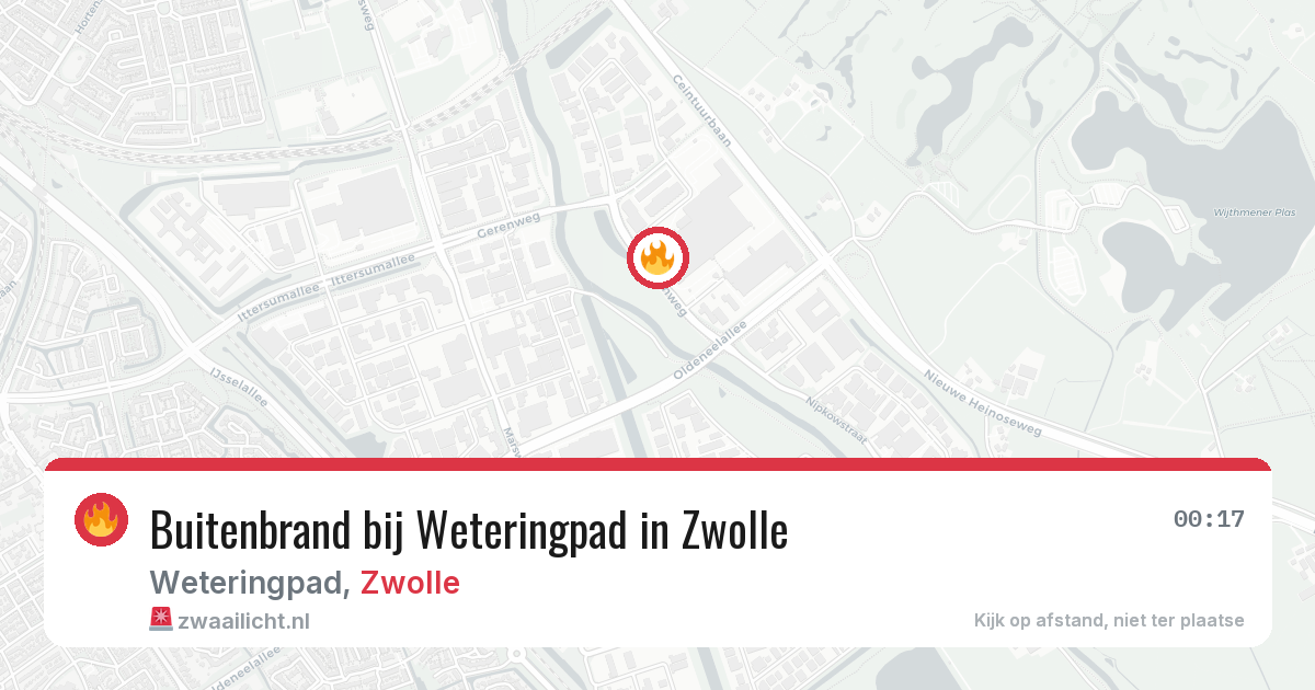 Buitenbrand bij Weteringpad in Zwolle — 5 aug 2026