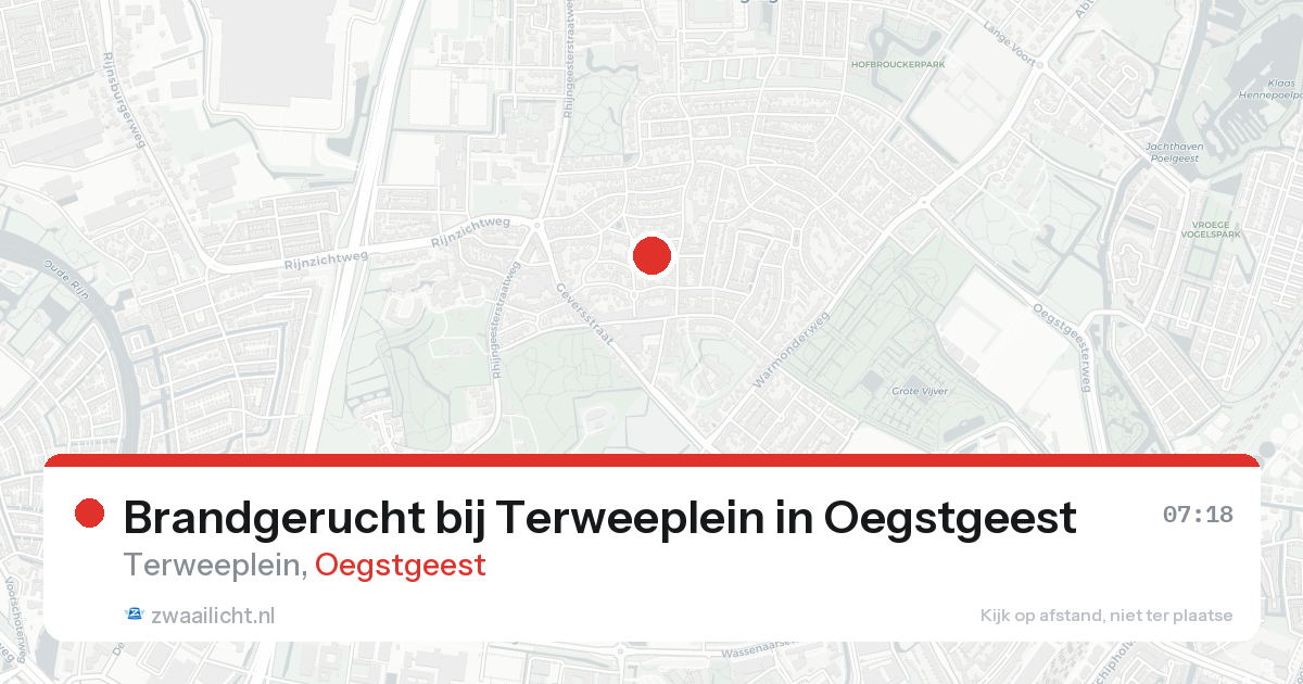 Brandgerucht bij Terweeplein in Oegstgeest — 22 aug 2026