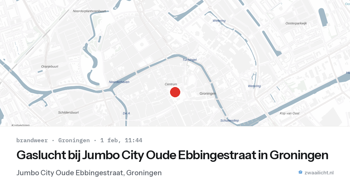 Gaslucht bij Jumbo City Oude Ebbingestraat in Groningen — 1 feb 2026