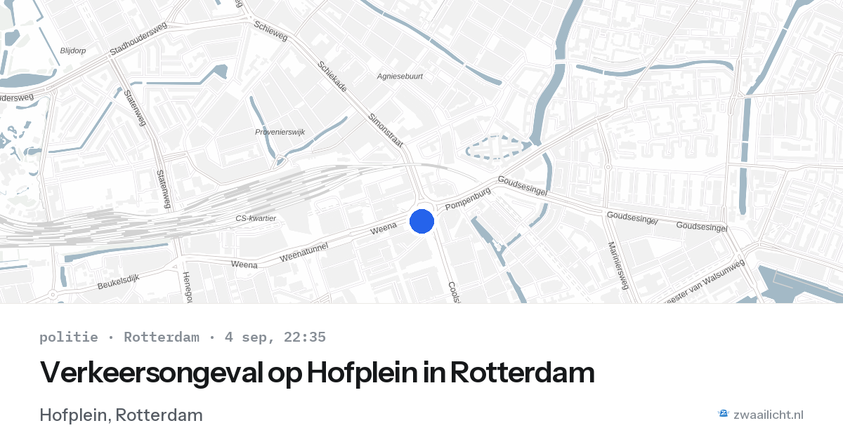Verkeersongeval op Hofplein in Rotterdam — 4 sep 2026