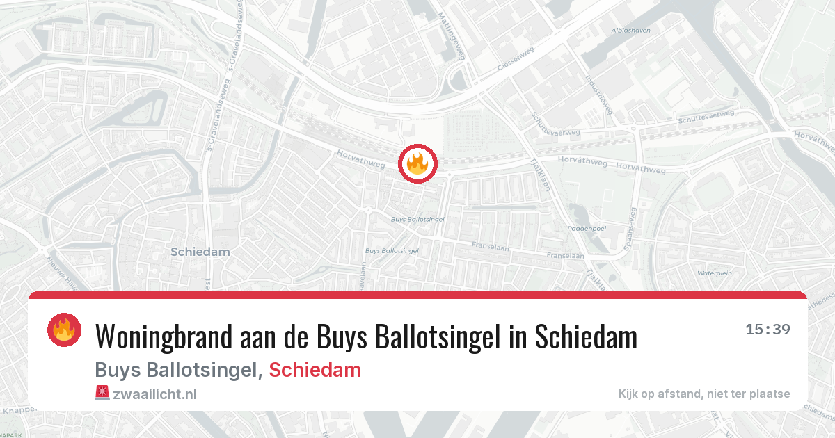 Woningbrand aan de Buys Ballotsingel in Schiedam — 26 jun 2026