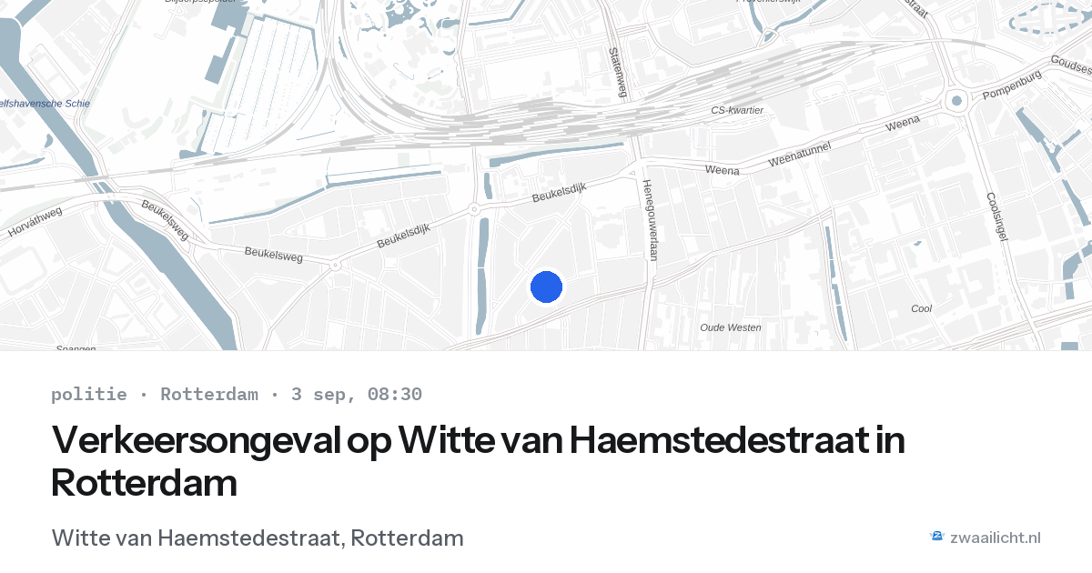 Verkeersongeval op Witte van Haemstedestraat in Rotterdam — 3 sep 2026