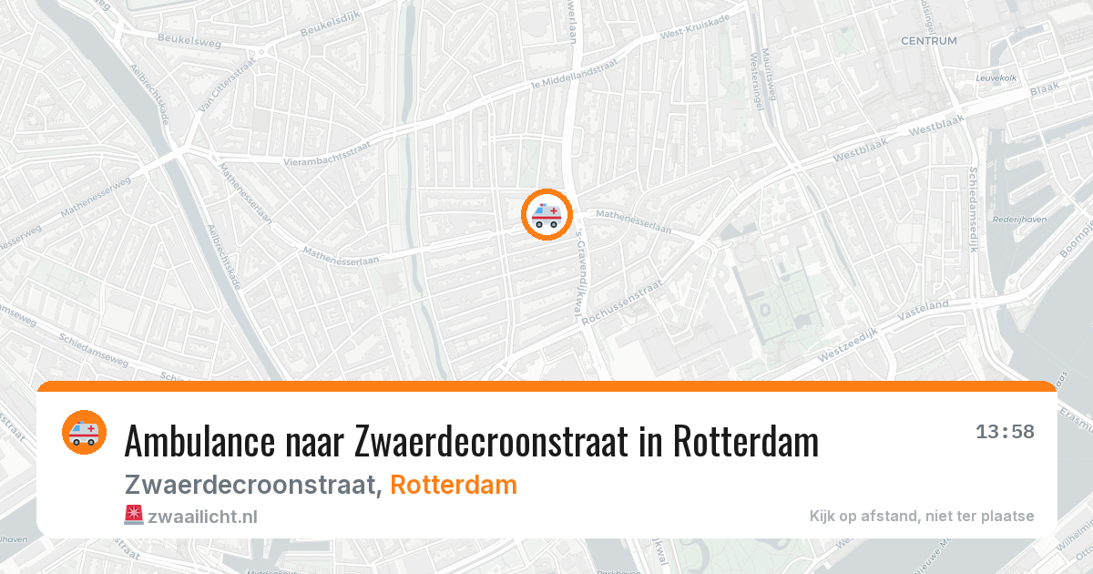 Ambulance naar Zwaerdecroonstraat in Rotterdam — 13 aug 2026