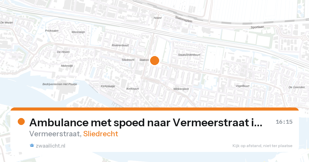 Ambulance met spoed naar Vermeerstraat in Sliedrecht — 10 mei 2026