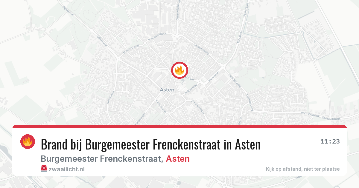 Brand bij Burgemeester Frenckenstraat in Asten — 9 aug 2026