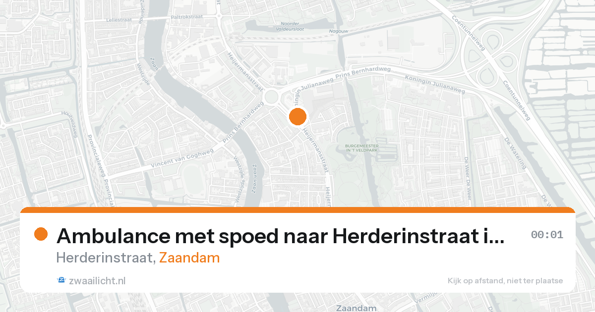 Ambulance met spoed naar Herderinstraat in Zaandam — 24 aug 2026
