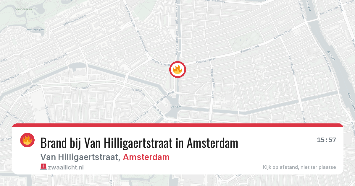 Brand bij Van Hilligaertstraat in Amsterdam — 18 mei 2026