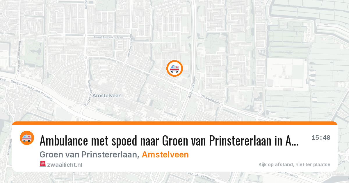 Ambulance met spoed naar Groen van Prinstererlaan in Amstelveen — 26 jun 2026