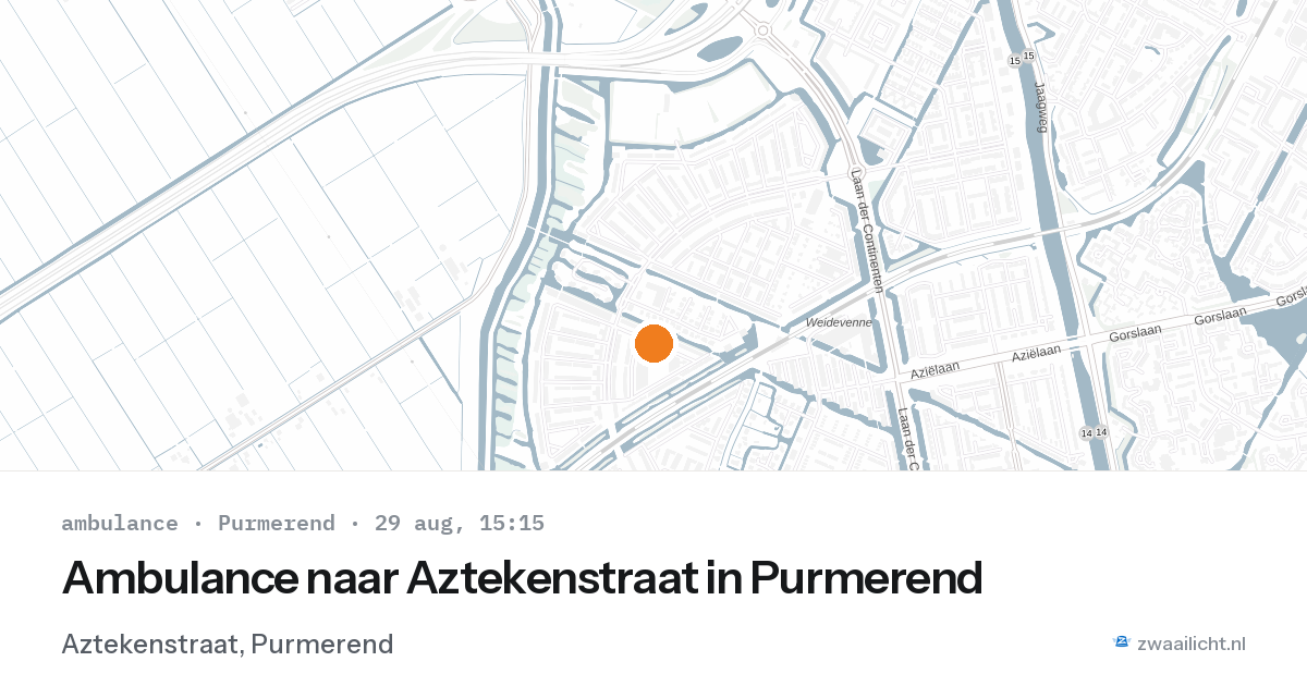 Ambulance naar Aztekenstraat in Purmerend — 29 aug 2026