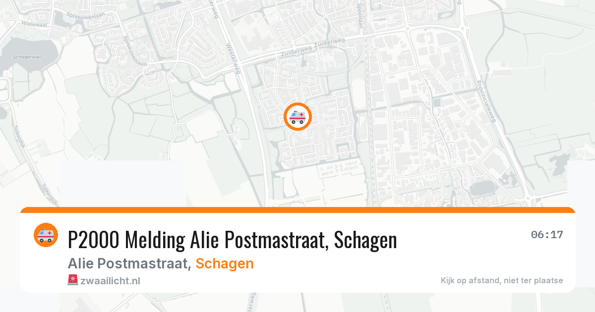 P2000 Melding Alie Postmastraat, Schagen — 6 jul 2026